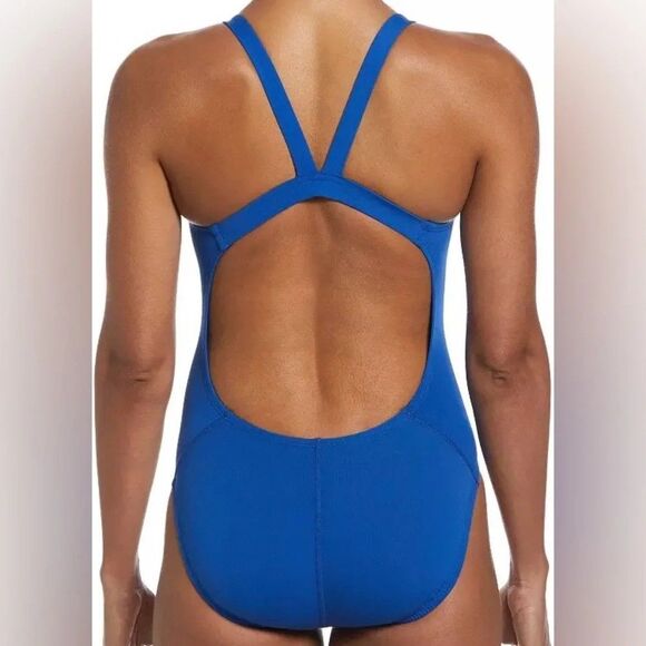 NIKE Womens Royal Blue Performance One-Piece Swimsuit Lined Hydrastrong 32 sz 6 - Picture 2 of 14